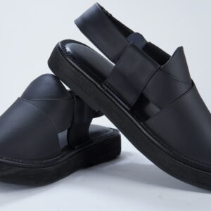 Kaptan Jutt Black Dotted Peshawari Chappal